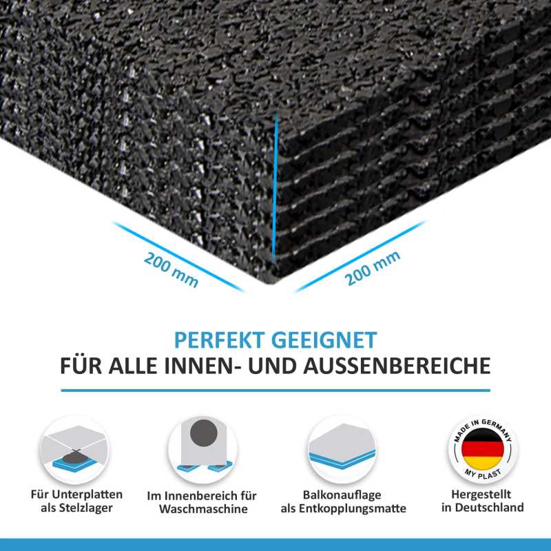 3mm Terrassenpad - 200 x 200 mm Terrassenpads, Gummigranulat-Pads, Terrassenbau